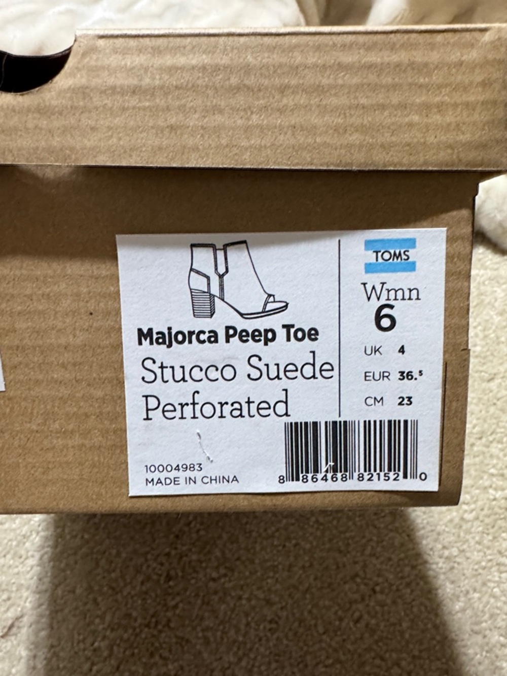 Toms Taupe Perforated Peep-Toe Ankle Booties - Picture 4 of 5